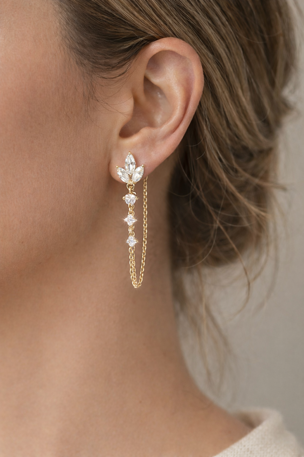 Lotus Chain Earrings