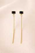 Black Stone Chain Earrings