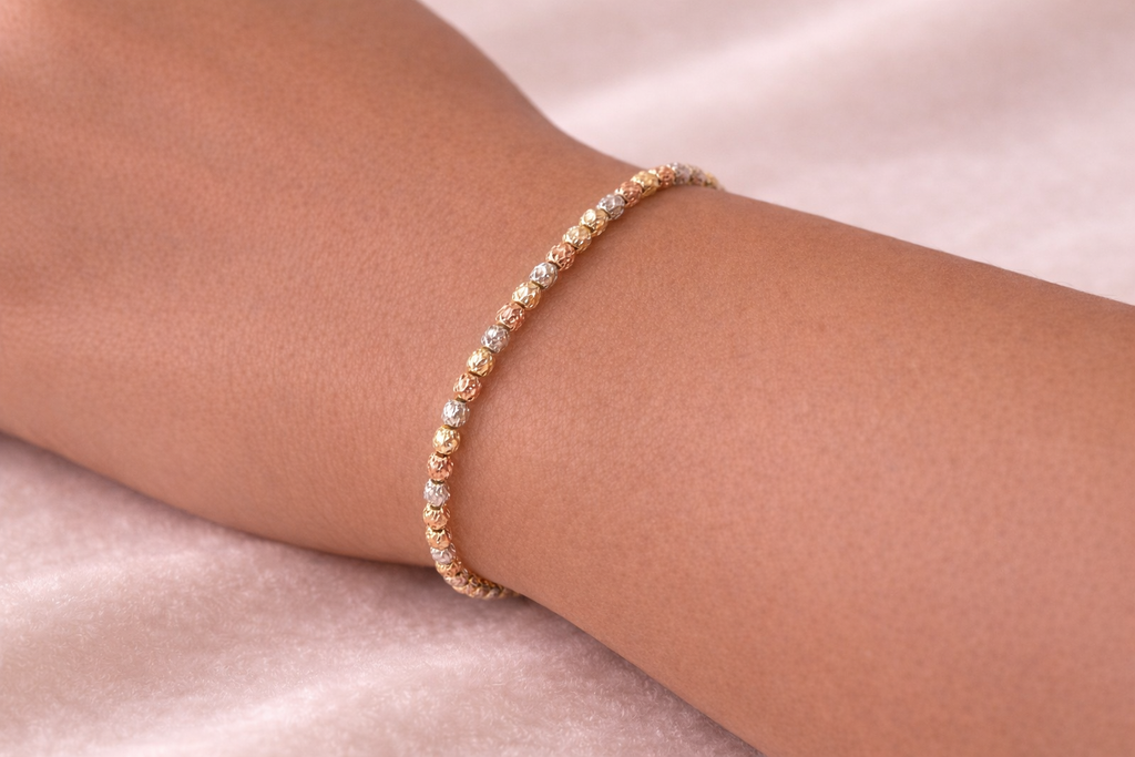 Tricolor Diamond Cut Bracelet